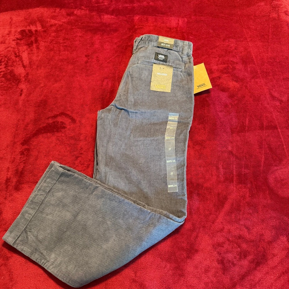 Vans Boys Relaxed Fit Corduroy Pants Grey VN0006531O7 Size 27/14 NWT